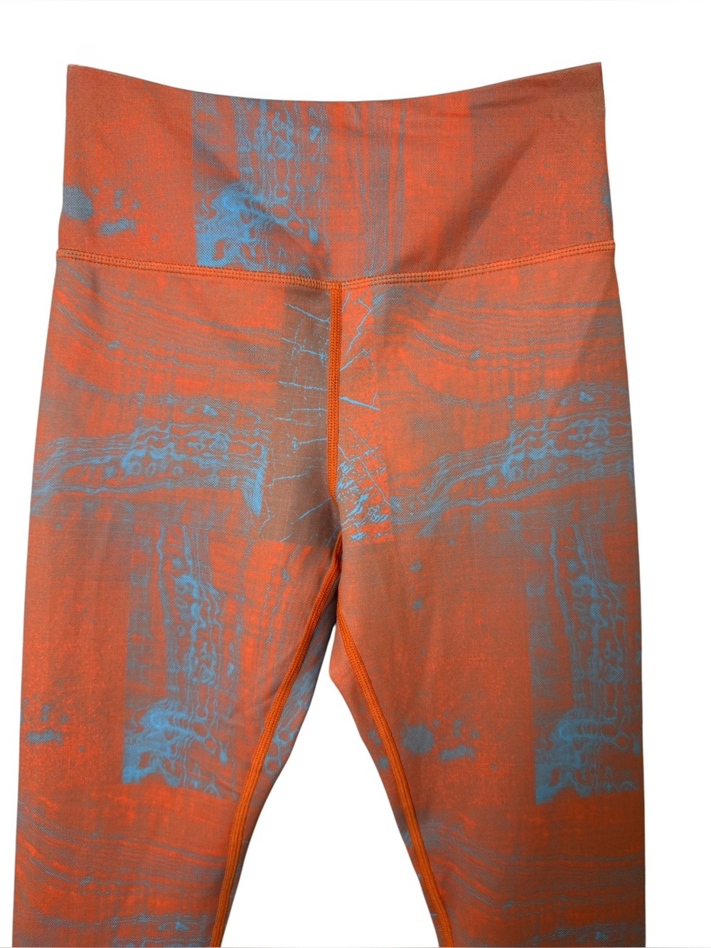 ZYIA Small Orange Leggings with Blue Abstract Print - Picture 2 of 7